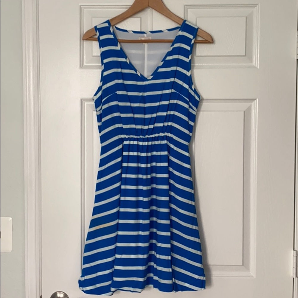 GAP Eileen V-neck Blue Stripe Fit & Flare Dress Size XS